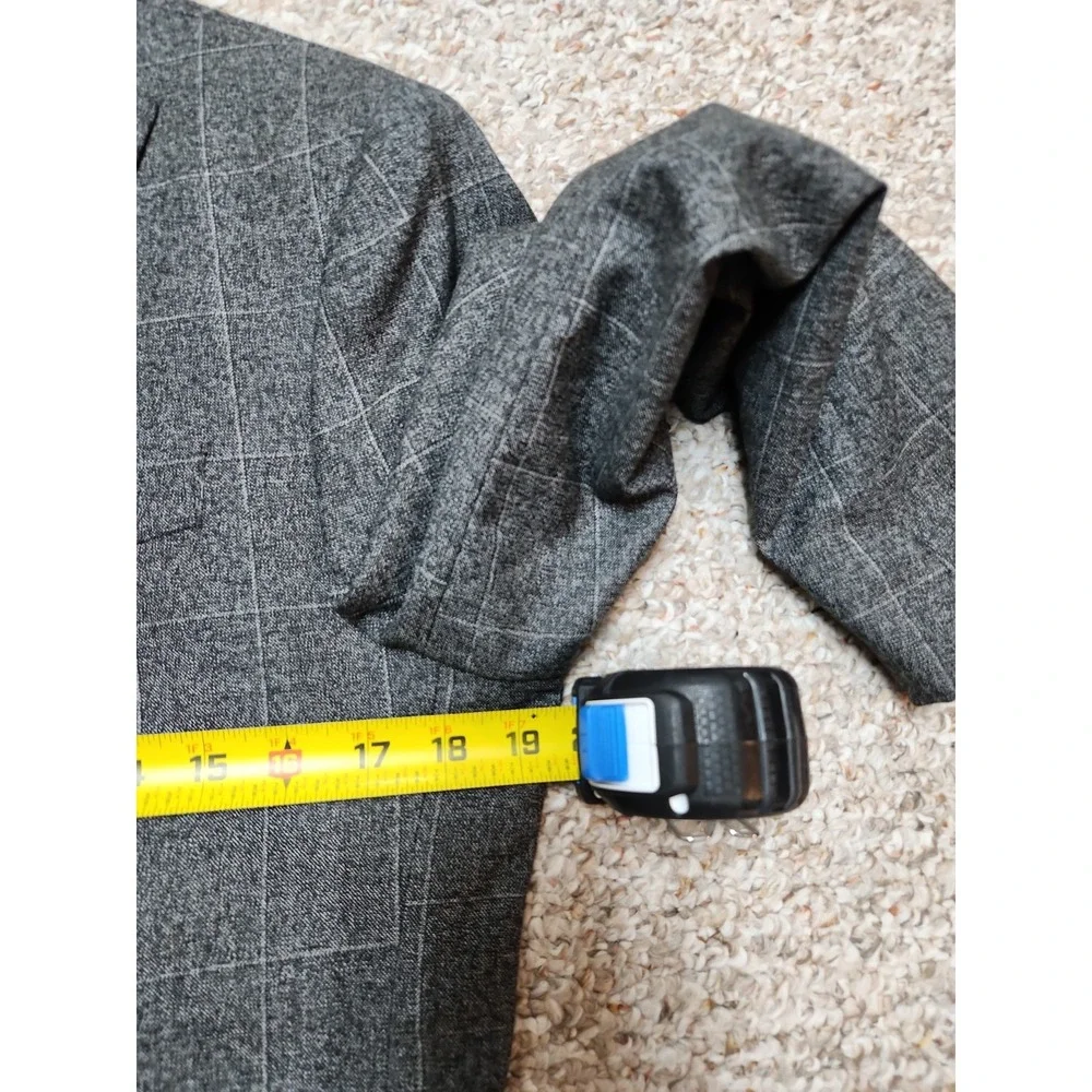 Banana Republic Standard Fit Marzotto Italian Wool Gray Windowpane Blazer 38R